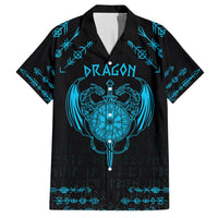 Personalized Viking Dragon Hawaiian Shirt with Sword Blue Scandinavian Tattoo - Wonder Print Shop
