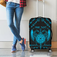 Personalized Viking Dragon Luggage Cover with Sword Blue Scandinavian Tattoo - Wonder Print Shop