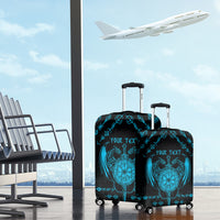 Personalized Viking Dragon Luggage Cover with Sword Blue Scandinavian Tattoo - Wonder Print Shop