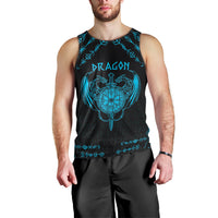 Personalized Viking Dragon Men Tank Top with Sword Blue Scandinavian Tattoo - Wonder Print Shop