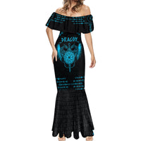 Personalized Viking Dragon Mermaid Dress with Sword Blue Scandinavian Tattoo - Wonder Print Shop