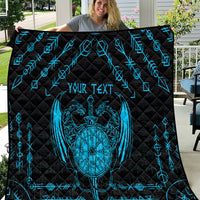 Personalized Viking Dragon Quilt with Sword Blue Scandinavian Tattoo - Wonder Print Shop