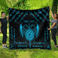 Personalized Viking Dragon Quilt with Sword Blue Scandinavian Tattoo - Wonder Print Shop
