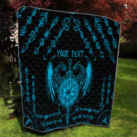 Personalized Viking Dragon Quilt with Sword Blue Scandinavian Tattoo - Wonder Print Shop