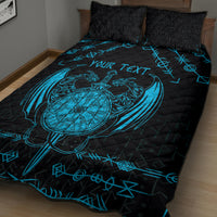 Personalized Viking Dragon Quilt Bed Set with Sword Blue Scandinavian Tattoo - Wonder Print Shop