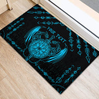 Personalized Viking Dragon Rubber Doormat with Sword Blue Scandinavian Tattoo - Wonder Print Shop