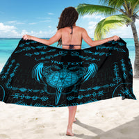 Personalized Viking Dragon Sarong with Sword Blue Scandinavian Tattoo - Wonder Print Shop