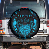 Personalized Viking Dragon Spare Tire Cover with Sword Blue Scandinavian Tattoo - Wonder Print Shop
