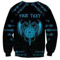 Personalized Viking Dragon Sweatshirt with Sword Blue Scandinavian Tattoo - Wonder Print Shop