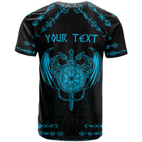 Personalized Viking Dragon T Shirt with Sword Blue Scandinavian Tattoo - Wonder Print Shop