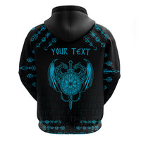 Personalized Viking Dragon Zip Hoodie with Sword Blue Scandinavian Tattoo - Wonder Print Shop