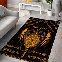 Personalized Viking Dragon Area Rug with Sword Gold Scandinavian Tattoo LT9 - Wonder Print Shop