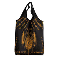 Personalized Viking Dragon Grocery Bag with Sword Gold Scandinavian Tattoo