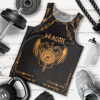 Personalized Viking Dragon Men Tank Top with Sword Gold Scandinavian Tattoo - Wonder Print Shop