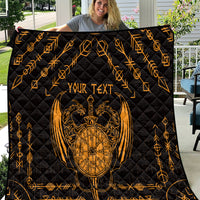 Personalized Viking Dragon Quilt with Sword Gold Scandinavian Tattoo - Wonder Print Shop