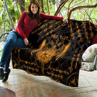 Personalized Viking Dragon Quilt with Sword Gold Scandinavian Tattoo - Wonder Print Shop