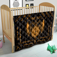 Personalized Viking Dragon Quilt with Sword Gold Scandinavian Tattoo - Wonder Print Shop