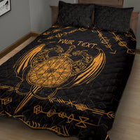 Personalized Viking Dragon Quilt Bed Set with Sword Gold Scandinavian Tattoo - Wonder Print Shop