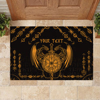 Personalized Viking Dragon Rubber Doormat with Sword Gold Scandinavian Tattoo - Wonder Print Shop