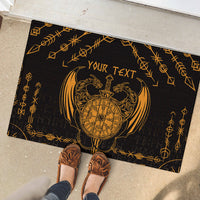 Personalized Viking Dragon Rubber Doormat with Sword Gold Scandinavian Tattoo - Wonder Print Shop