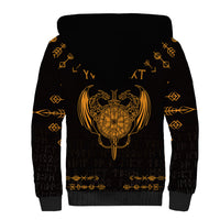 Personalized Viking Dragon Sherpa Hoodie with Sword Gold Scandinavian Tattoo - Wonder Print Shop