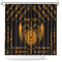 Personalized Viking Dragon Shower Curtain with Sword Gold Scandinavian Tattoo