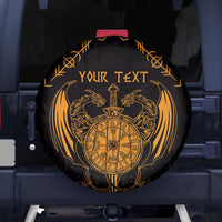 Personalized Viking Dragon Spare Tire Cover with Sword Gold Scandinavian Tattoo - Wonder Print Shop