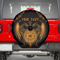 Personalized Viking Dragon Spare Tire Cover with Sword Gold Scandinavian Tattoo - Wonder Print Shop