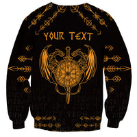 Personalized Viking Dragon Sweatshirt with Sword Gold Scandinavian Tattoo - Wonder Print Shop