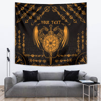 Personalized Viking Dragon Tapestry with Sword Gold Scandinavian Tattoo - Wonder Print Shop