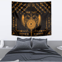 Personalized Viking Dragon Tapestry with Sword Gold Scandinavian Tattoo - Wonder Print Shop