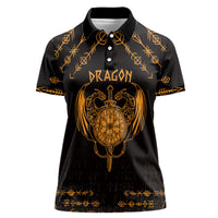 Personalized Viking Dragon Women Polo Shirt with Sword Gold Scandinavian Tattoo - Wonder Print Shop