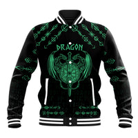 Personalized Viking Dragon Baseball Jacket with Sword Green Scandinavian Tattoo LT9 - Wonder Print Shop