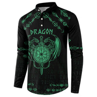 Personalized Viking Dragon Button Sweatshirt with Sword Green Scandinavian Tattoo LT9 - Wonder Print Shop