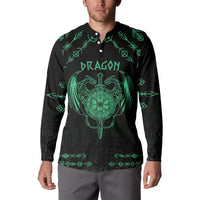 Personalized Viking Dragon Button Sweatshirt with Sword Green Scandinavian Tattoo LT9 - Wonder Print Shop