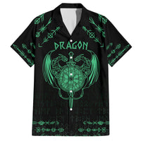 Personalized Viking Dragon Family Matching Short Sleeve Bodycon Dress and Hawaiian Shirt with Sword Green Scandinavian Tattoo - Wonder Print Shop