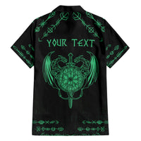 Personalized Viking Dragon Family Matching Short Sleeve Bodycon Dress and Hawaiian Shirt with Sword Green Scandinavian Tattoo - Wonder Print Shop