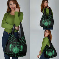 Personalized Viking Dragon Grocery Bag with Sword Green Scandinavian Tattoo