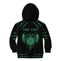 Personalized Viking Dragon Kid Hoodie with Sword Green Scandinavian Tattoo - Wonder Print Shop