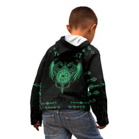 Personalized Viking Dragon Kid Hoodie with Sword Green Scandinavian Tattoo - Wonder Print Shop