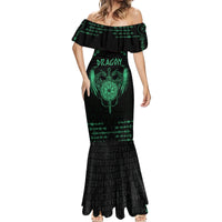 Personalized Viking Dragon Mermaid Dress with Sword Green Scandinavian Tattoo - Wonder Print Shop