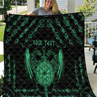 Personalized Viking Dragon Quilt with Sword Green Scandinavian Tattoo - Wonder Print Shop