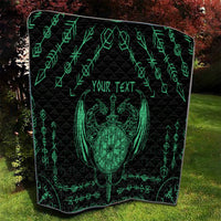 Personalized Viking Dragon Quilt with Sword Green Scandinavian Tattoo - Wonder Print Shop