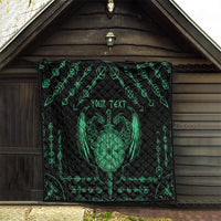 Personalized Viking Dragon Quilt with Sword Green Scandinavian Tattoo - Wonder Print Shop