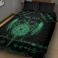 Personalized Viking Dragon Quilt Bed Set with Sword Green Scandinavian Tattoo - Wonder Print Shop