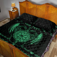 Personalized Viking Dragon Quilt Bed Set with Sword Green Scandinavian Tattoo - Wonder Print Shop