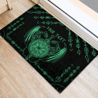 Personalized Viking Dragon Rubber Doormat with Sword Green Scandinavian Tattoo - Wonder Print Shop
