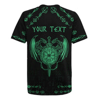 Personalized Viking Dragon Rugby Jersey with Sword Green Scandinavian Tattoo - Wonder Print Shop
