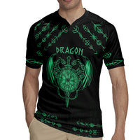 Personalized Viking Dragon Rugby Jersey with Sword Green Scandinavian Tattoo - Wonder Print Shop