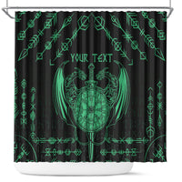 Personalized Viking Dragon Shower Curtain with Sword Green Scandinavian Tattoo
